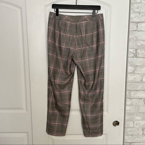 ST JOHN silk wool blend glen plaid trousers checked academia straight leg - Picture 10 of 11